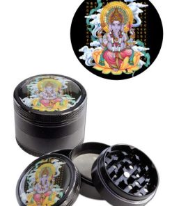 Black Leaf Ganesha Grinder 4-part black