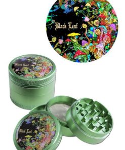 Black Leaf Mushroom Grinder 4-part green