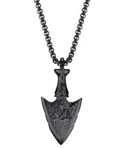 Black Stainless Steel Arrowhead Necklace