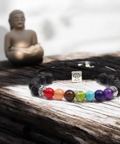Chakra Lava Stone Bead Bracelet