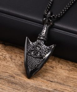 Alternative view of Black Stainless Steel Arrowhead Necklace