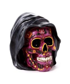 Day of the Dead Purple Skull with Hood