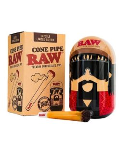 RAW Cone 12.7cm Glass Hand Pipe + Collectable Tin